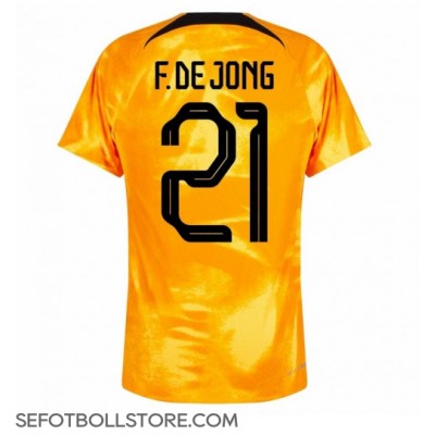 Nederländerna Frenkie de Jong #21 Replika Hemmatröja VM 2022 Kortärmad